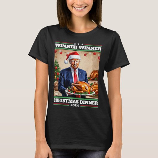 トランプおもしろい勝者の勝者クリスマスディナータンクへ Tシャツ (正面)