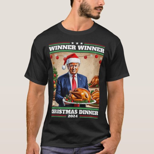 トランプおもしろい勝者の勝者クリスマスディナータンクへ Tシャツ (正面)