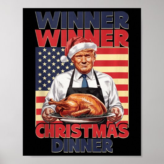 トランプおもしろい勝者クリスマスディナーサンタA ポスター (正面)
