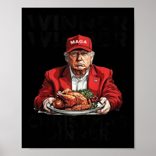 トランプおもしろい勝者クリスマスディナーサンタA ポスター (正面)
