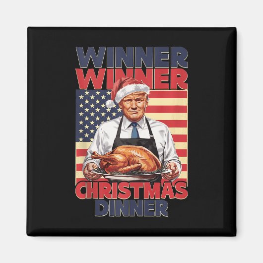 トランプおもしろい勝者クリスマスディナーサンタA マグネット (正面)