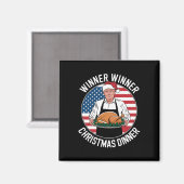 トランプおもしろい勝者クリスマスディナーサンタA マグネット (正面/裏面)