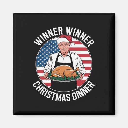 トランプおもしろい勝者クリスマスディナーサンタA マグネット (正面)
