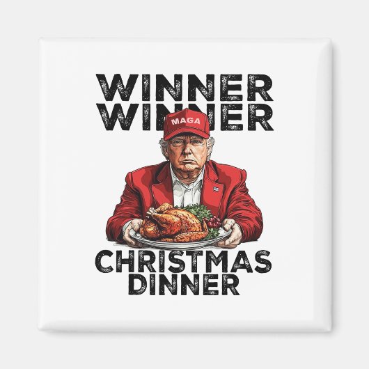 トランプおもしろい勝者クリスマスディナーサンタA マグネット (正面)