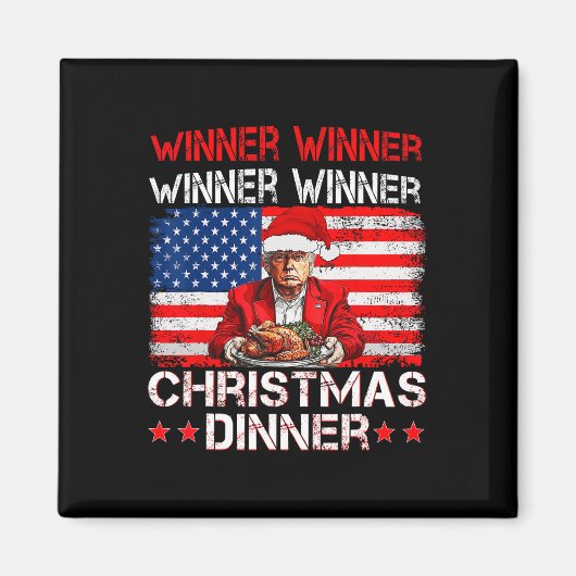 トランプおもしろい勝者クリスマスディナーサンタA マグネット (正面)