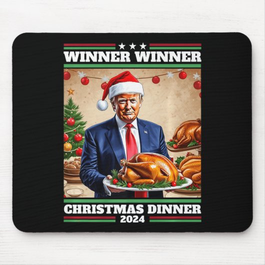 トランプおもしろい勝者クリスマスディナー マウスパッド (正面)