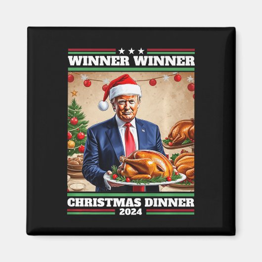 トランプおもしろい勝者クリスマスディナー マグネット (正面)