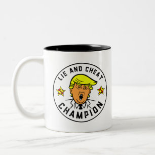 トランプおもしろい嘘とチートチャンピオン ツートーンマグカップ
