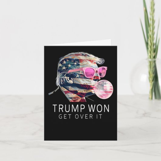 トランプおもしろい大統領ピンクとアメリカ国旗のノー カード (正面)