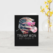 トランプおもしろい大統領ピンクとアメリカ国旗のノー カード (黄色い花)