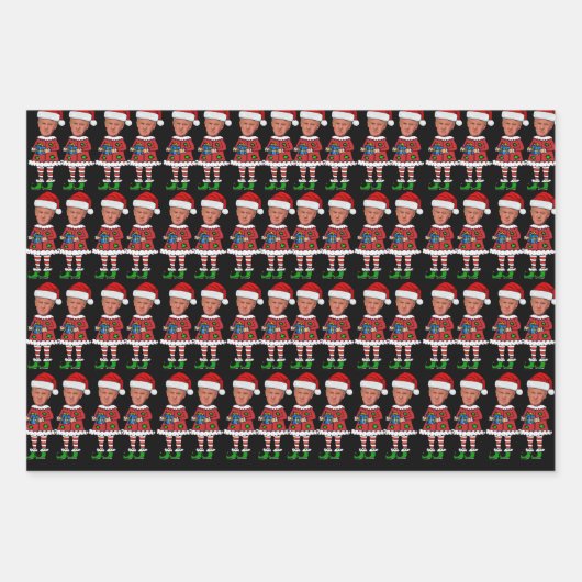 トランプおもしろい小妖精や小人2024再びクリスマスを作素晴らしる ラッピングペーパーシート (正面2)