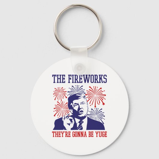 トランプおもしろい引用文花火7月4日 キーホルダー (正面)