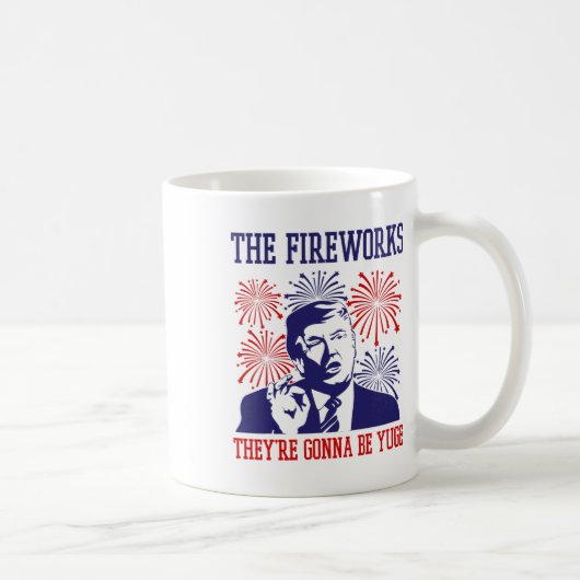 トランプおもしろい引用文花火7月4日 コーヒーマグカップ (右)