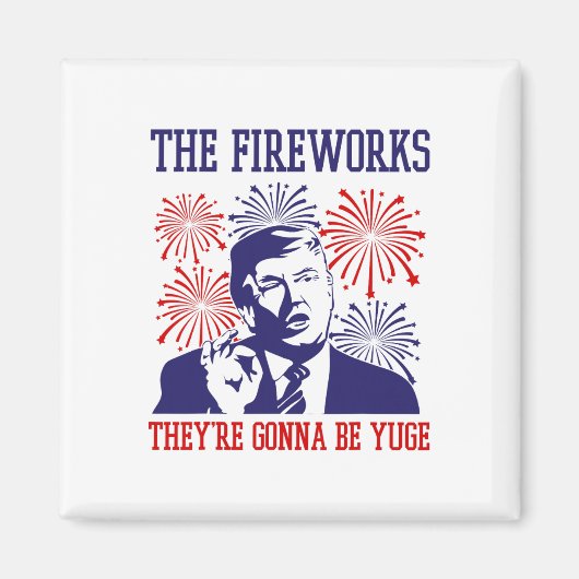 トランプおもしろい引用文花火7月4日 マグネット (正面)