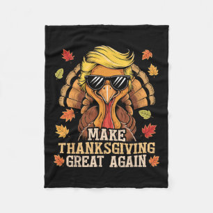 トランプおもしろい感謝祭を再び素晴らしトルコD フリースブランケット