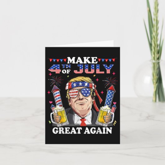 トランプおもしろい独立記念日7月の4日を作るグレア カード (正面)