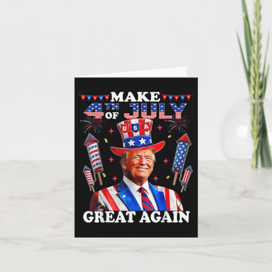 トランプおもしろい独立記念日7月の4日を作るグレア カード (正面)