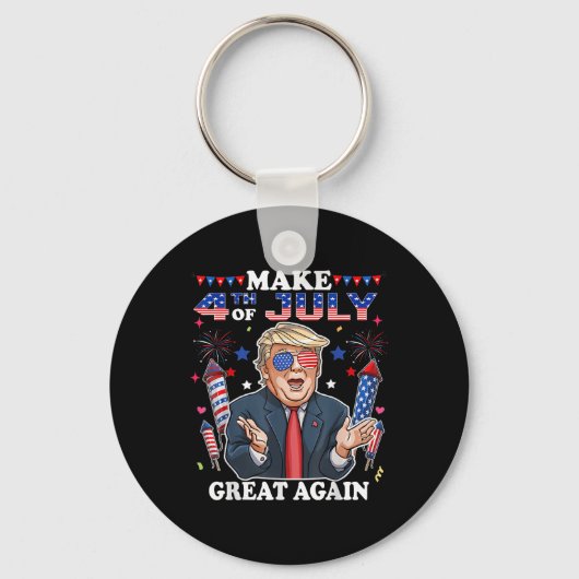 トランプおもしろい独立記念日7月の4日を作るグレア キーホルダー (正面)