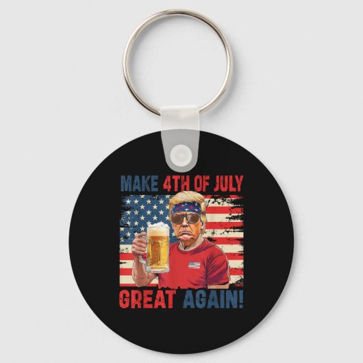 トランプおもしろい独立記念日7月の4日を作るグレア キーホルダー (正面)