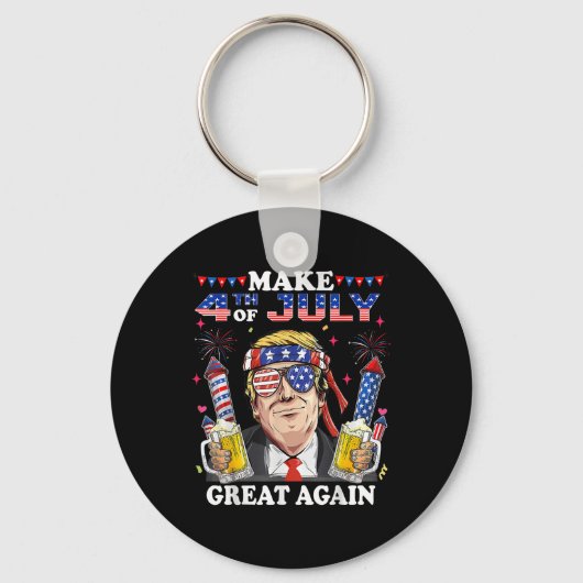 トランプおもしろい独立記念日7月の4日を作るグレア キーホルダー (正面)