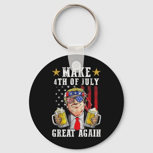 トランプおもしろい独立記念日7月の4日を作るグレア キーホルダー (正面)