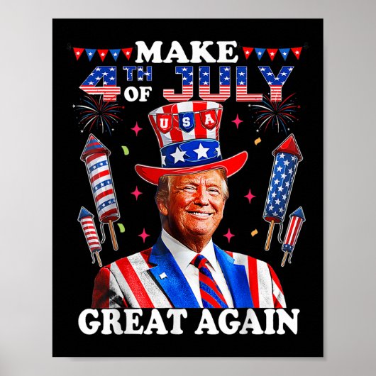 トランプおもしろい独立記念日7月の4日を作るグレア ポスター (正面)