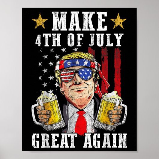 トランプおもしろい独立記念日7月の4日を作るグレア ポスター (正面)