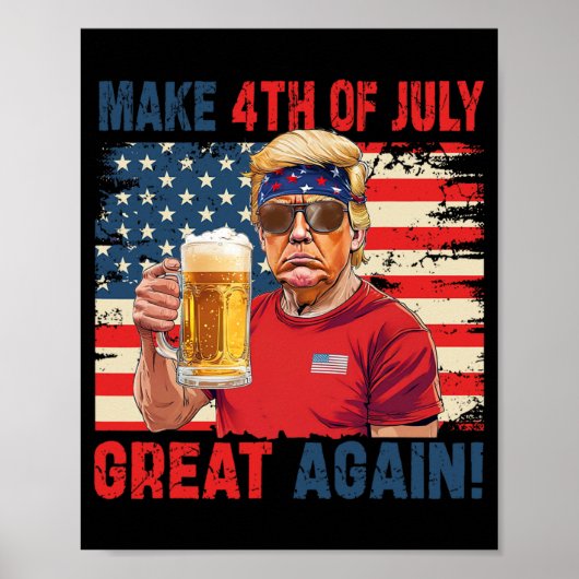 トランプおもしろい独立記念日7月の4日を作るグレア ポスター (正面)