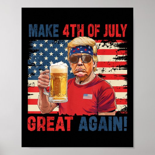 トランプおもしろい独立記念日7月の4日を作るグレア ポスター (正面)