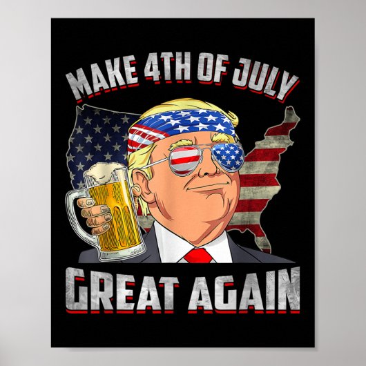 トランプおもしろい独立記念日7月の4日を作るグレア ポスター (正面)