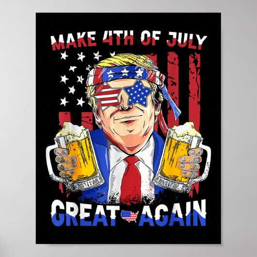 トランプおもしろい独立記念日7月の4日を作るグレア ポスター (正面)