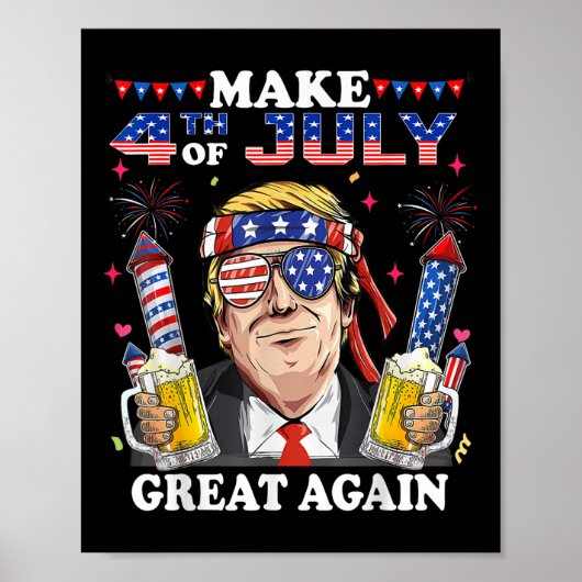 トランプおもしろい独立記念日7月の4日を作るグレア ポスター (正面)