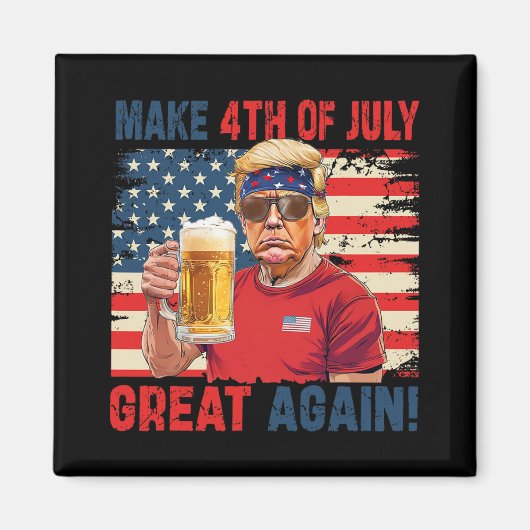 トランプおもしろい独立記念日7月の4日を作るグレア マグネット (正面)