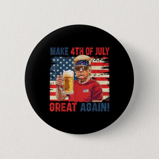 トランプおもしろい独立記念日7月の4日を作るグレア 缶バッジ (正面)