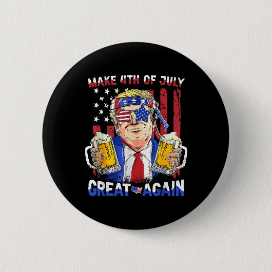 トランプおもしろい独立記念日7月の4日を作るグレア 缶バッジ (正面)
