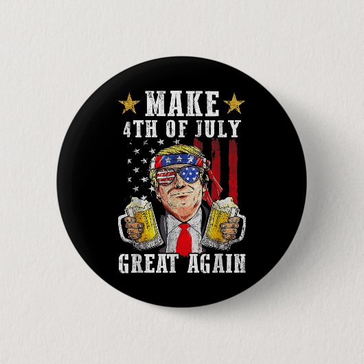 トランプおもしろい独立記念日7月の4日を作るグレア 缶バッジ (正面)