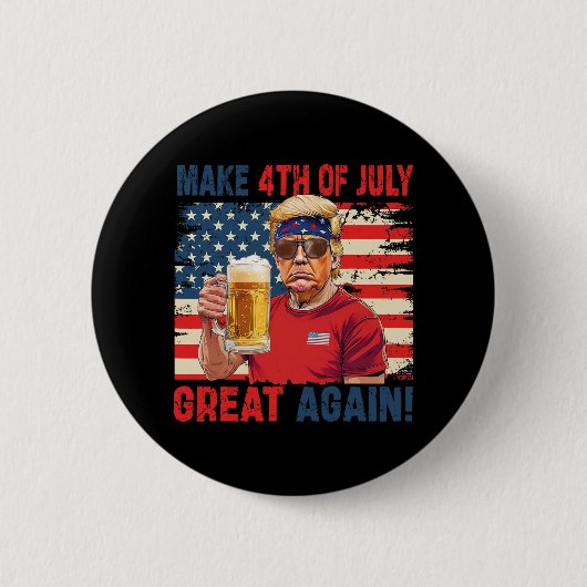 トランプおもしろい独立記念日7月の4日を作るグレア 缶バッジ (正面)