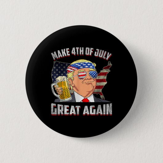 トランプおもしろい独立記念日7月の4日を作るグレア 缶バッジ (正面)