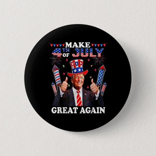 トランプおもしろい独立記念日7月の4日を作るグレア 缶バッジ (正面)