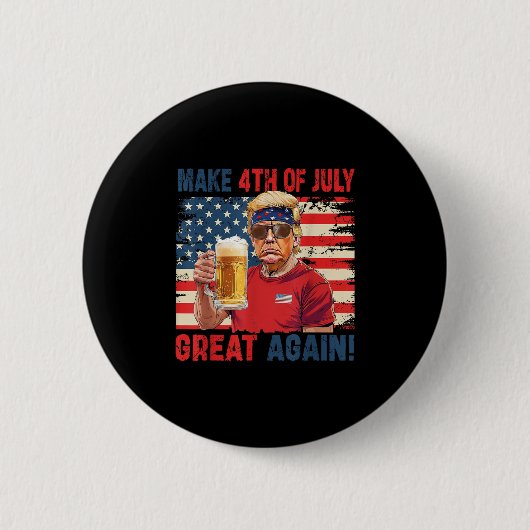 トランプおもしろい独立記念日7月の4日を作るグレア 缶バッジ (正面)