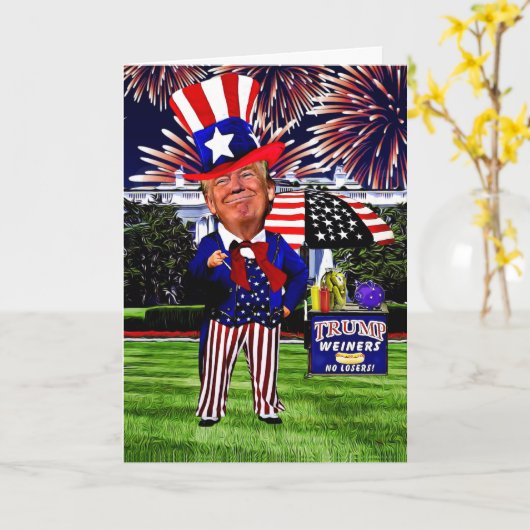 トランプおもしろい誕生日カード – ドナルドおじさん カード (黄色い花)