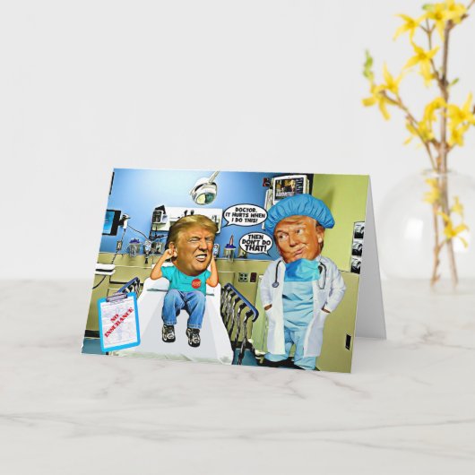 トランプおもしろい誕生日カード – ヘルス カード (黄色い花)