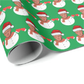 トランプおもしろい雪だるまカスタム顔写真クリスマス ラッピングペーパー (ロールコーナー)
