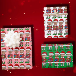 トランプおもしろい顔カスタムフォト小妖精や小人クリスマスピンク ラッピングペーパーシート