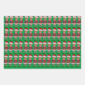 トランプおもしろい顔カスタムフォト小妖精や小人クリスマスピンク ラッピングペーパーシート (正面3)