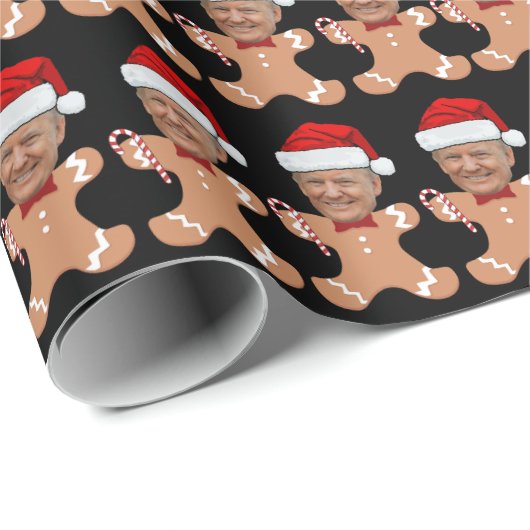 トランプおもしろい顔カスタム顔フォトジンジャーブレッド ラッピングペーパー (ロールコーナー)