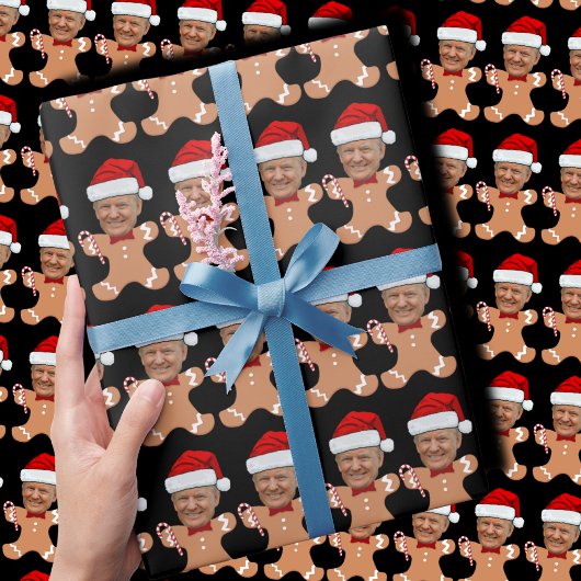 トランプおもしろい顔カスタム顔フォトジンジャーブレッド ラッピングペーパー