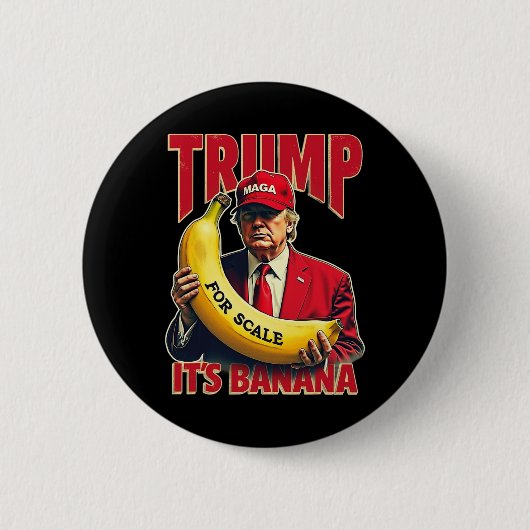 トランプおもしろい1のバナナはかりで測だ 缶バッジ (正面)