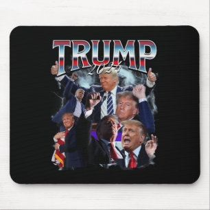 トランプおもしろい2024キャンペーン90sトレンディーラップのブートレグ マウスパッド