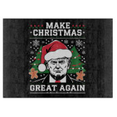 トランプおもしろい2024再びクリスマスを素晴らし作る カッティングボード (正面)